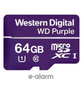 MICRO PURPLE 64GB Kάρτα μνήμης WD σειράς Purple  κατάλληλη για κάμερες ΙΡ WESTERN-DIGITAL Κάρτες μνήμης